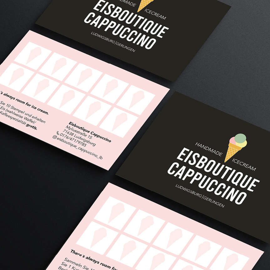 Stempelkarten für Eisboutique Cappuccino.