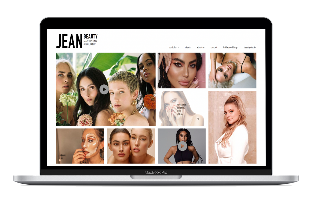 Darstellung der Website von Jean Beauty auf einem Mac Book.
